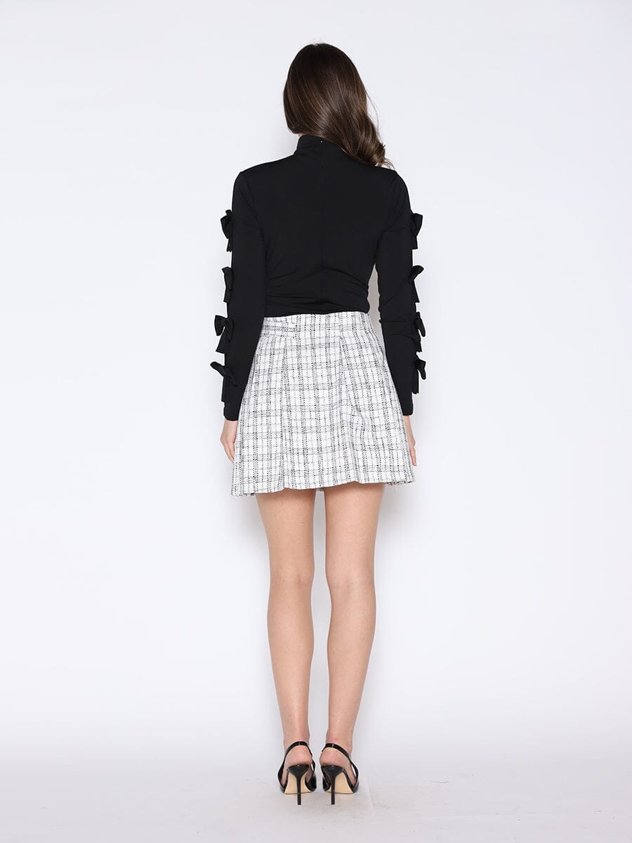 Bow Tie Sleeve Detailed Mock Neck Top