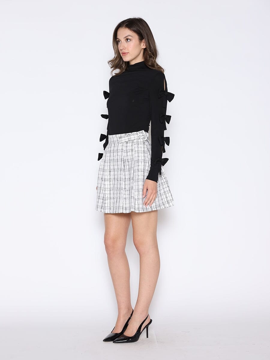 Bow Tie Sleeve Detailed Mock Neck Top