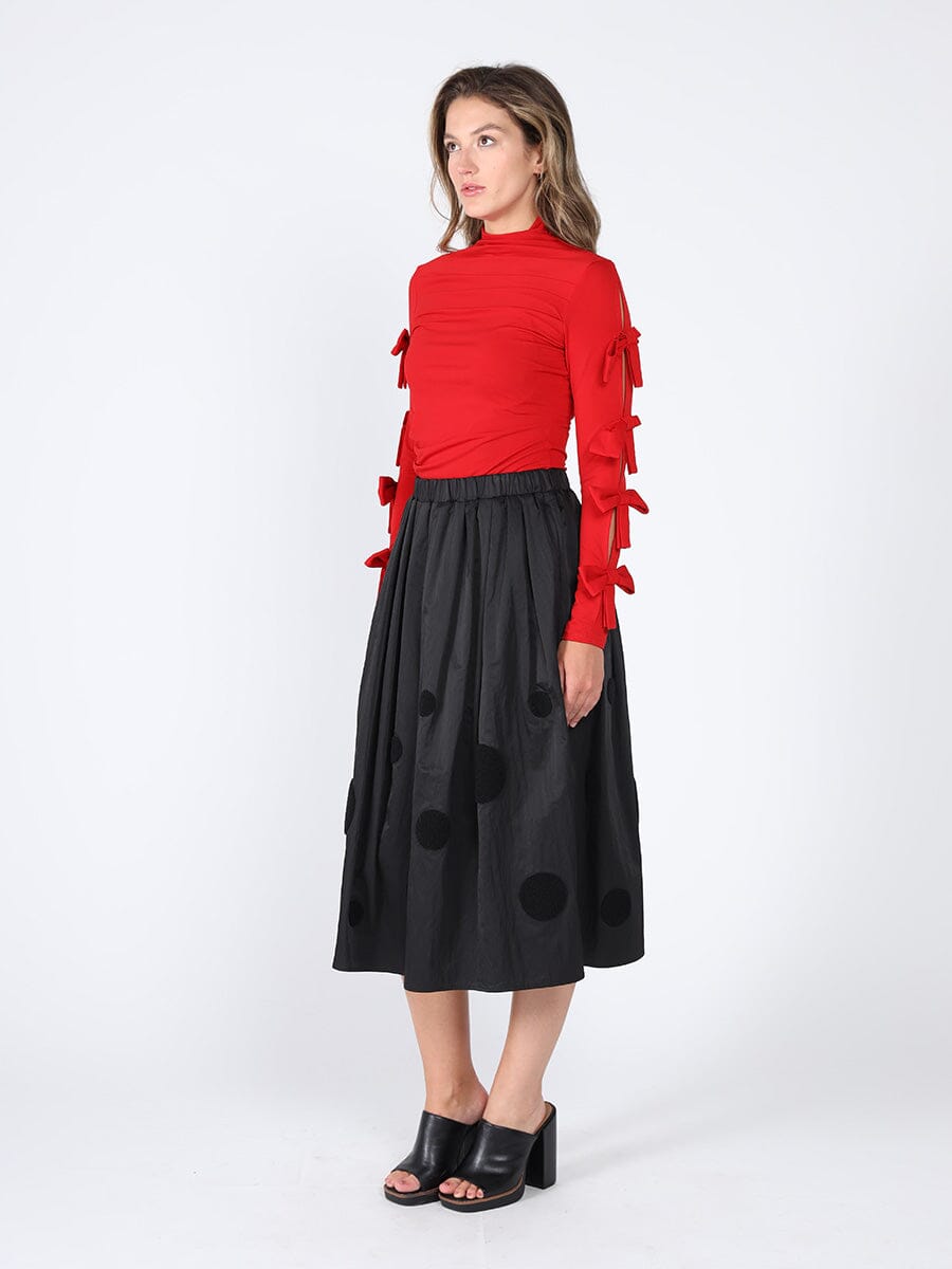 Bow Tie Sleeve Detailed Mock Neck Top