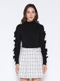 Bow Tie Sleeve Detailed Mock Neck Top
