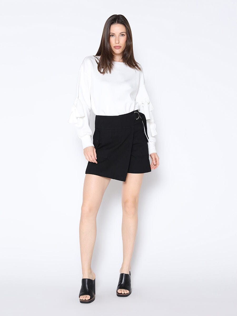 Buckle Belt Wrap Denim Skort
