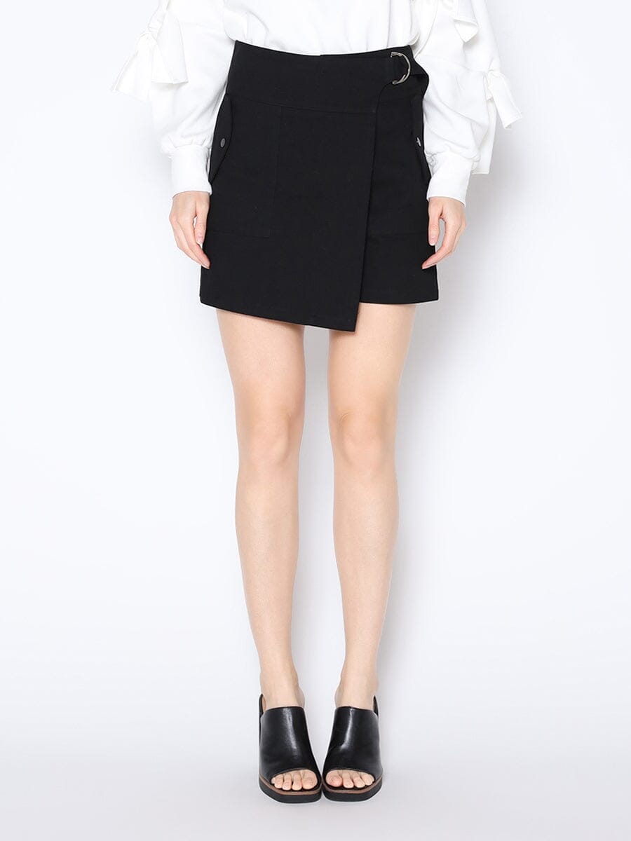 Buckle Belt Wrap Denim Skort
