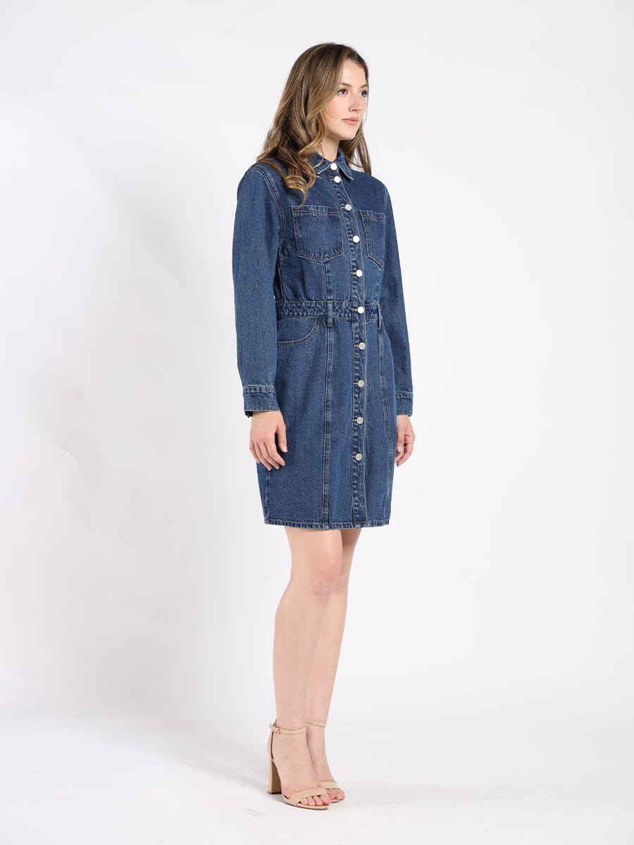 Button-Down Denim Shirt Dress