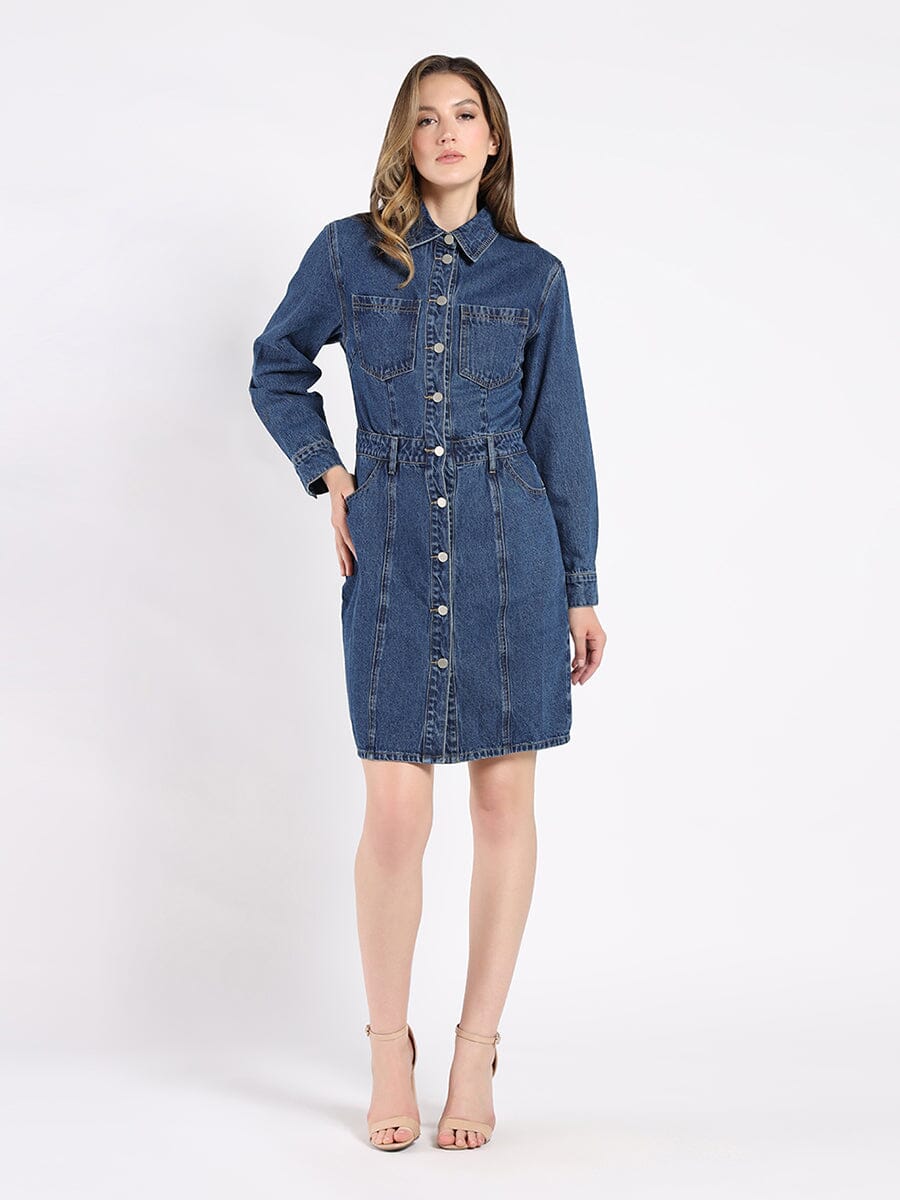Button-Down Denim Shirt Dress