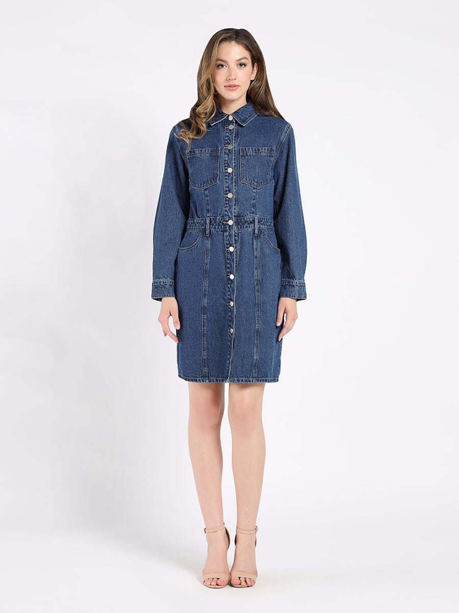 Button-Down Denim Shirt Dress
