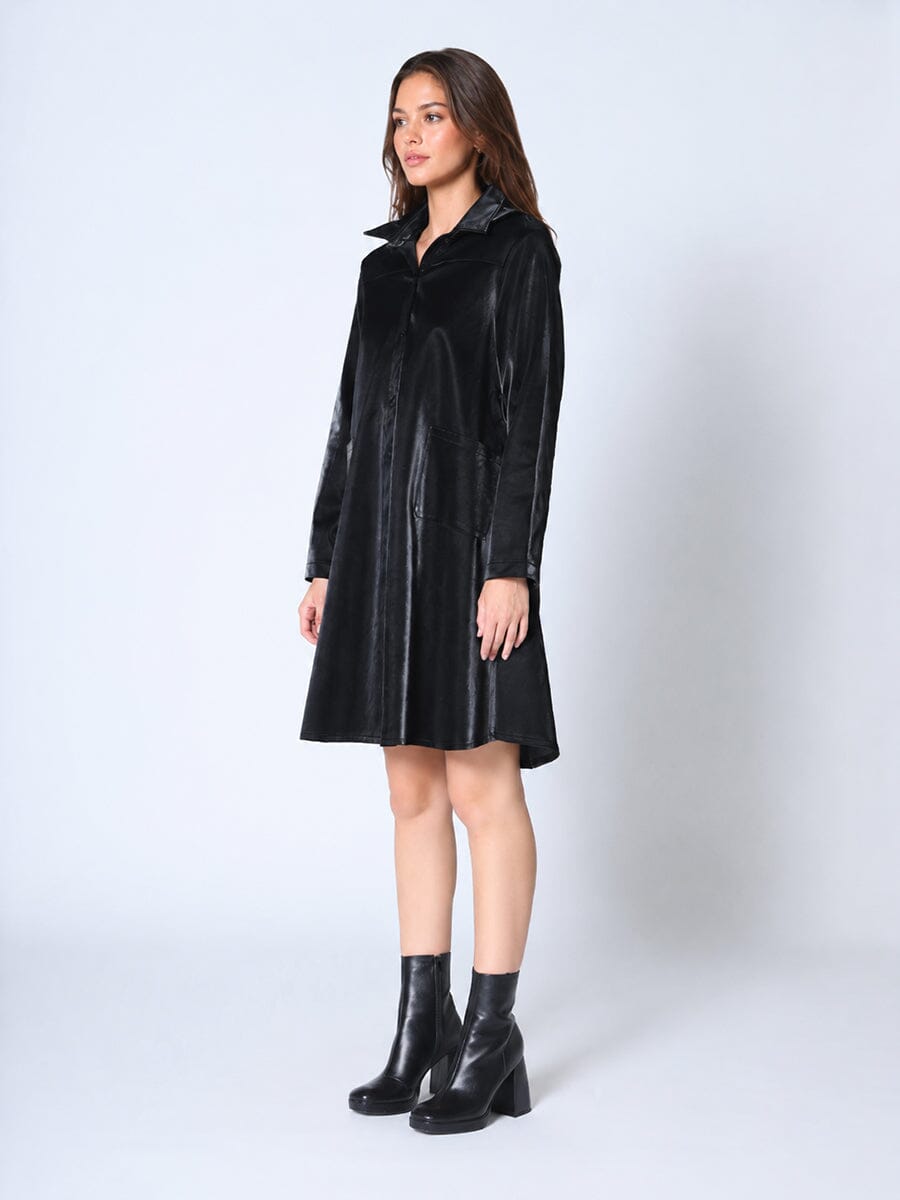 Gracia Fashion Women's Button Down Glossy Rain Coat