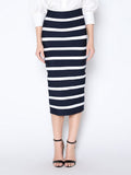Gracia Fashion Women's Contrast Color Striped Midi Bandage Bodycon Skirt