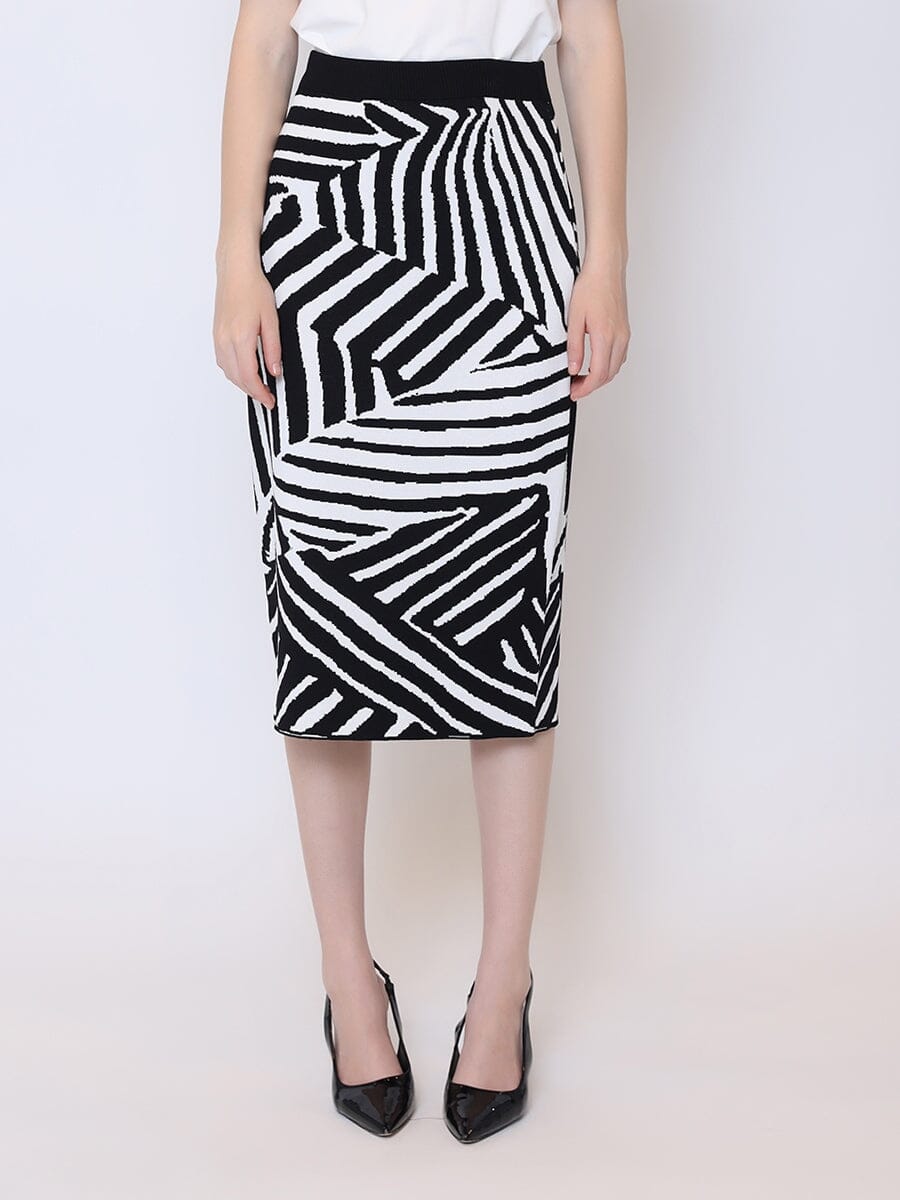 Gracia Fashion Women's Contrast Zebra Print Back Slit Mini Knit Skirt