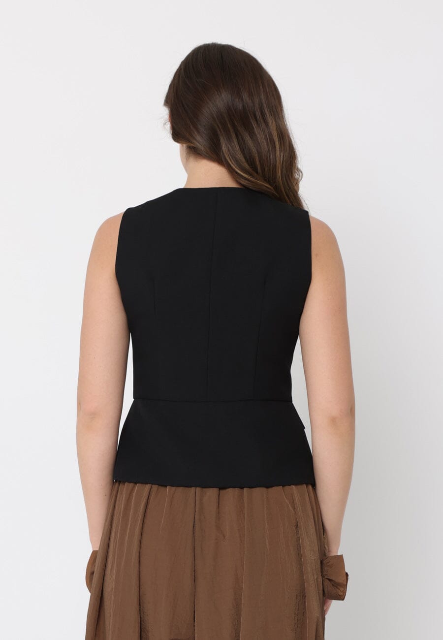Gracia Fashion Women's Crew Neck Front Pockets Vest