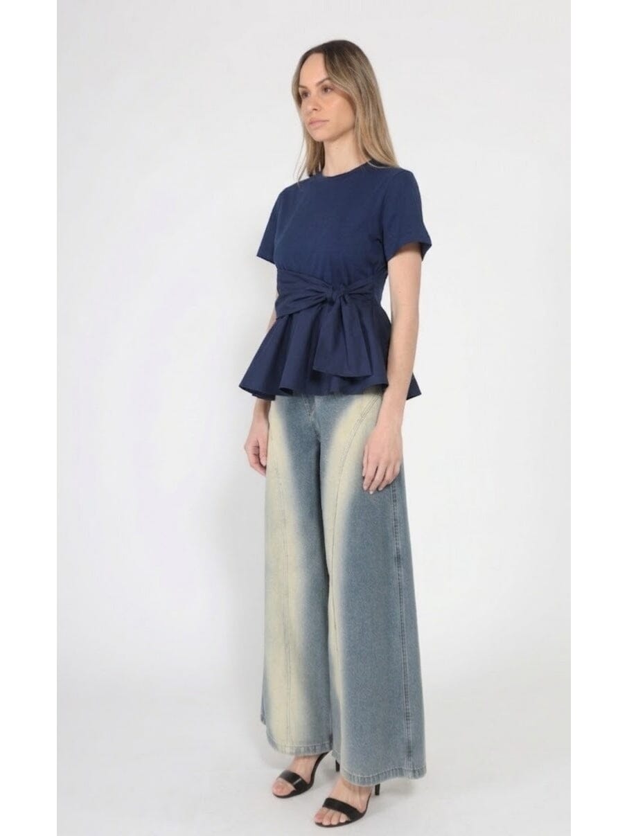 Crew Neck Oversized Bow Top