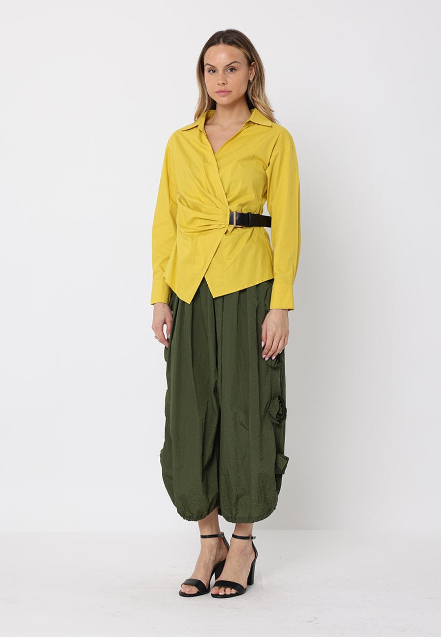 Cross Body Belt Design Side Gathered Top