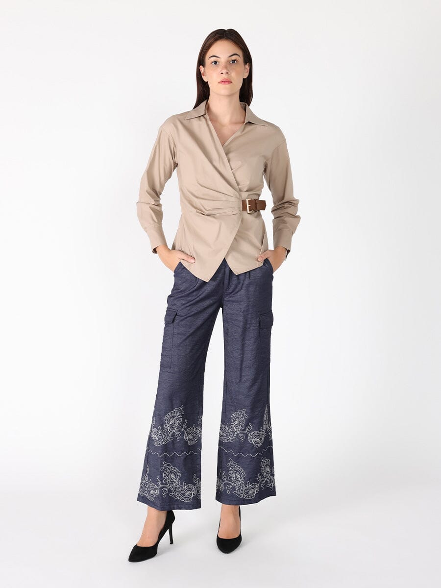 Cross Body Belt Design Side Gathered Top
