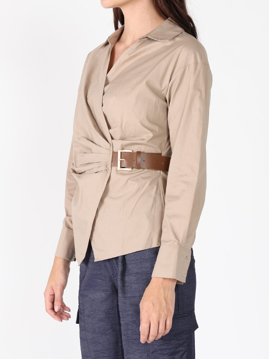 Cross Body Belt Design Side Gathered Top