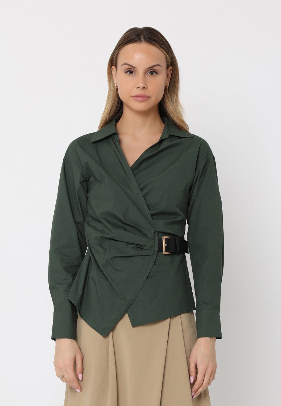 Cross Body Belt Design Side Gathered Top