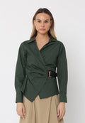 Cross Body Belt Design Side Gathered Top