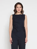 Cross body drape sleeveless top