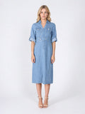 Denim Collar V-Veck Dress