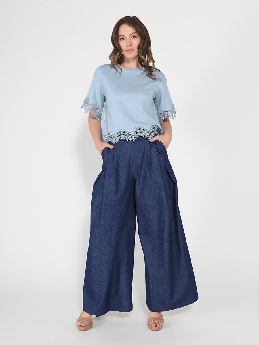 Gracia Fashion Women's Denim Wide Pants