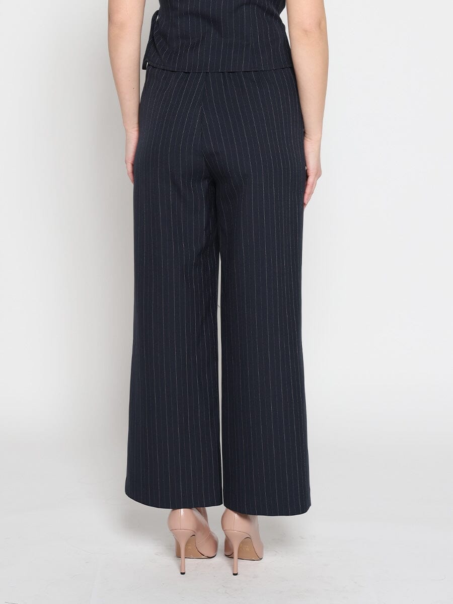 Elastic back straight fit casual pants