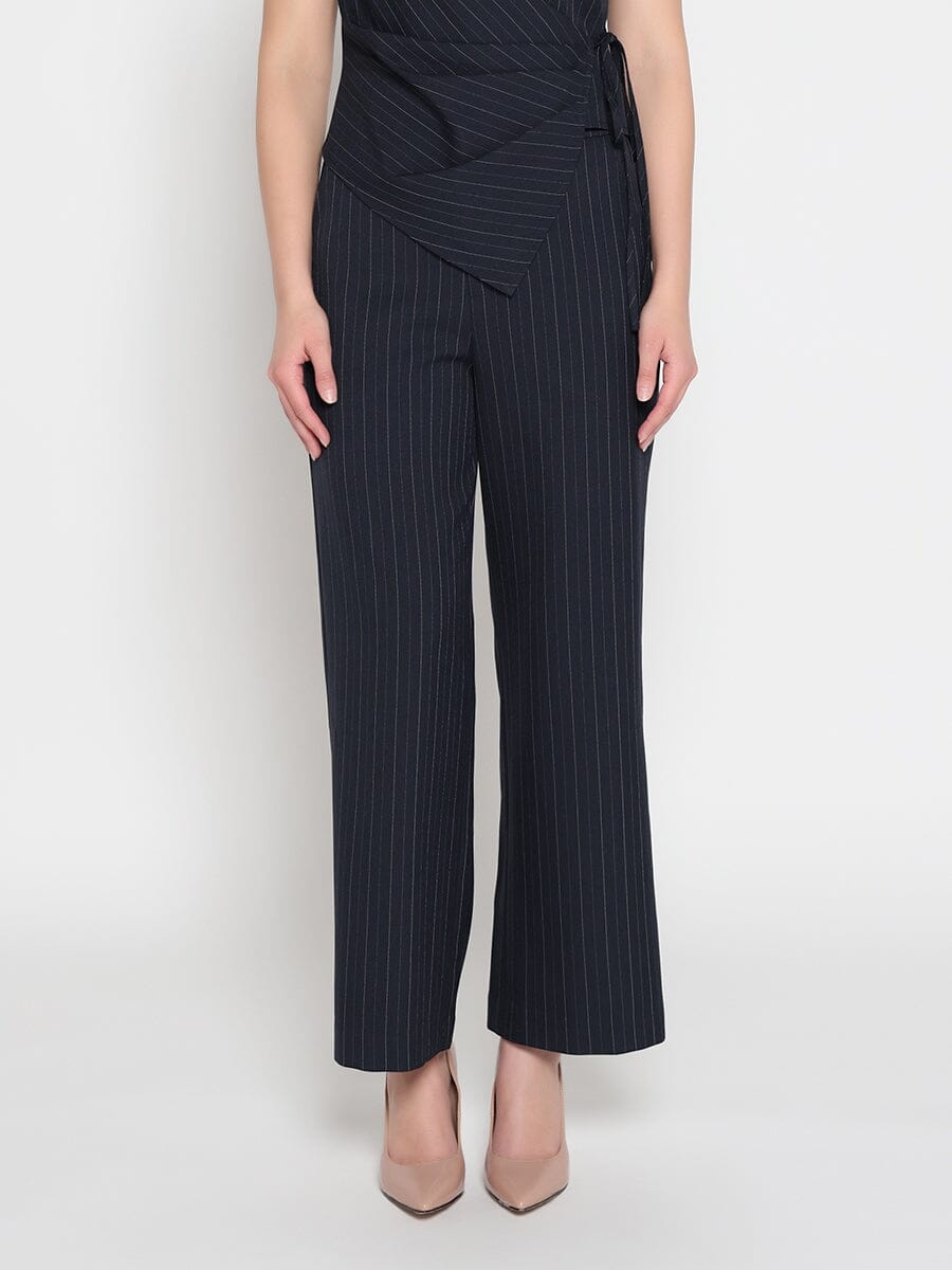 Elastic back straight fit casual pants