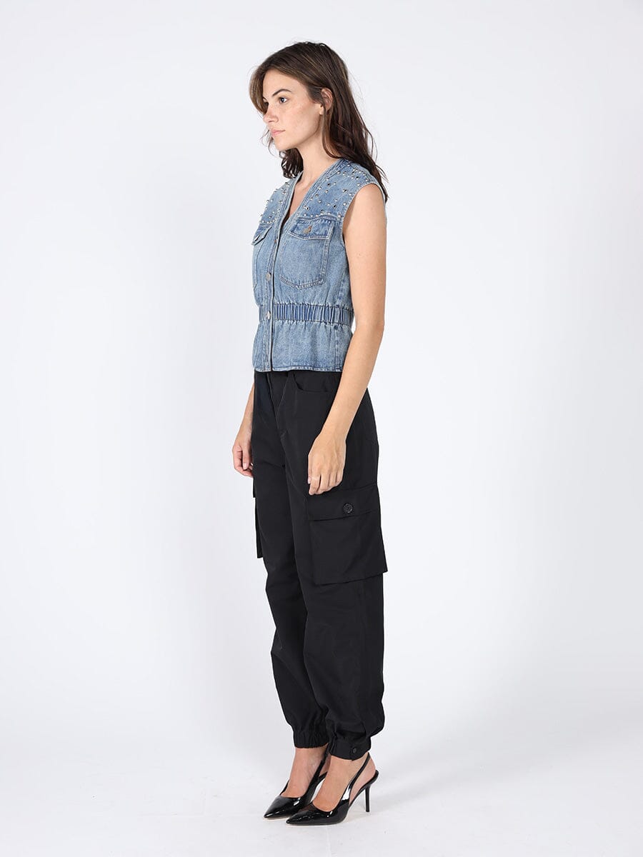 Elastic waist Denim Vest