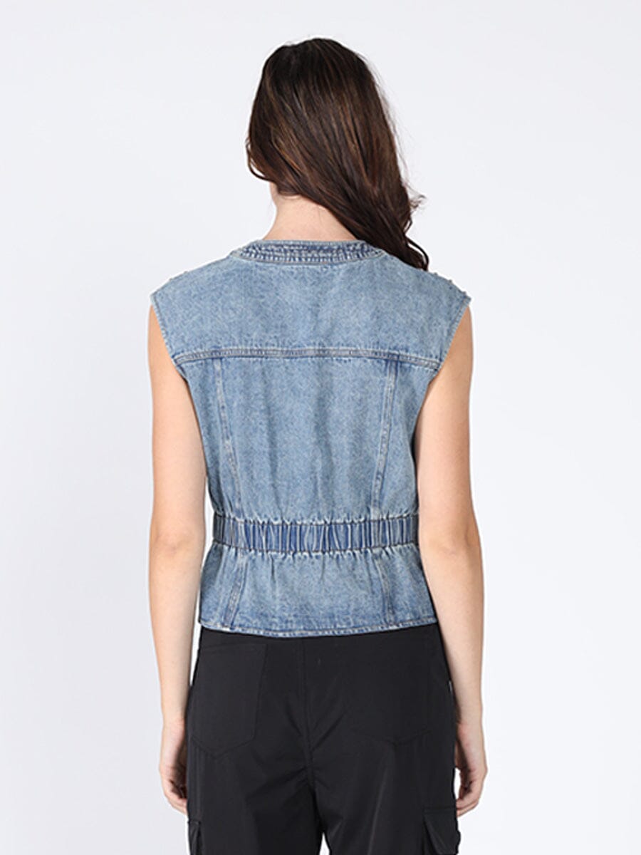 Elastic waist Denim Vest