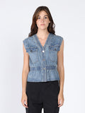 Elastic waist Denim Vest
