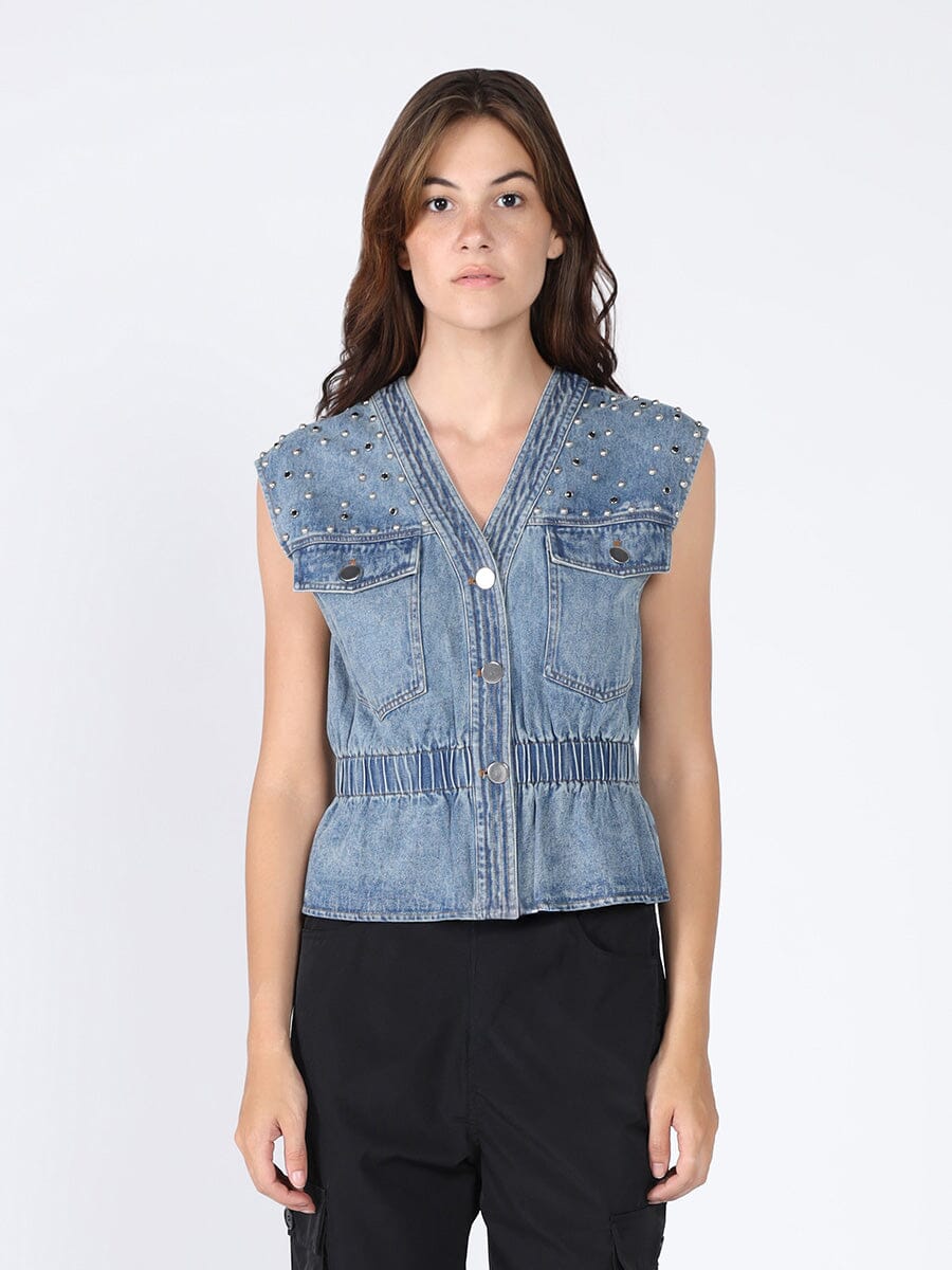 Elastic waist Denim Vest