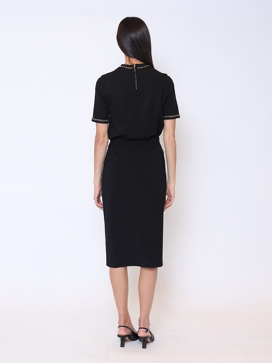 Embellished Chain Link Trim Short Sleeve Top