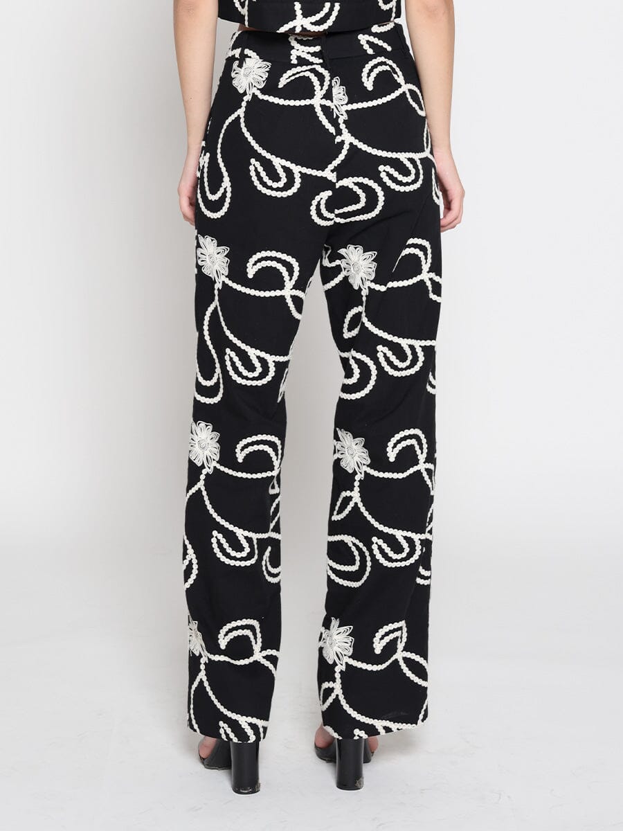 Emboidered straight fit pants
