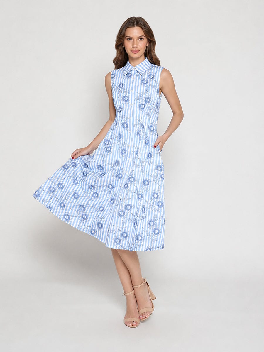 Embroidery Flower Sleeveless Dress