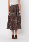 Floral Embroidery Pleated A-Line Skirt