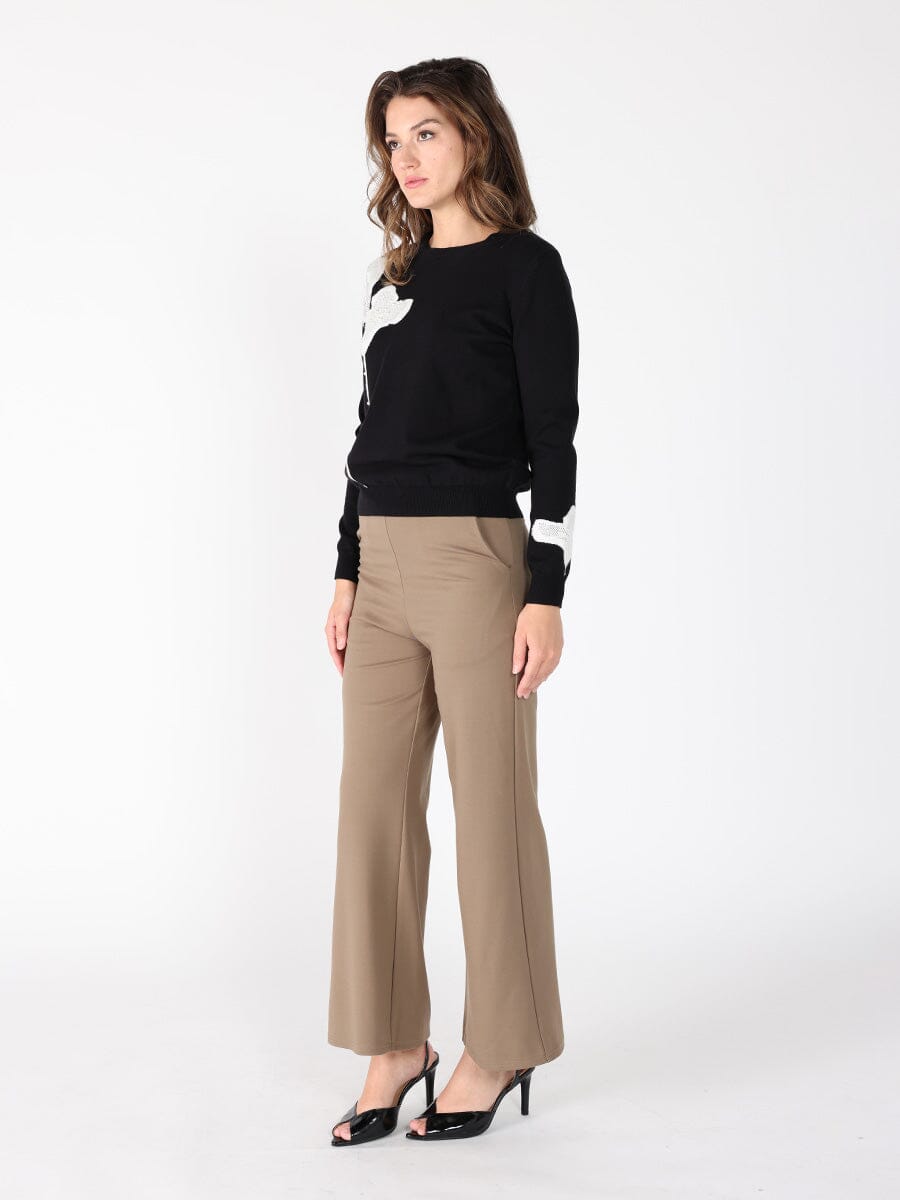 Floral Knitted Pearl Embellishments Sweatshirt