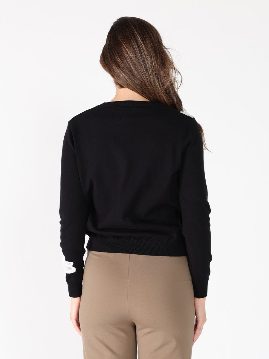 Floral Knitted Pearl Embellishments Sweatshirt