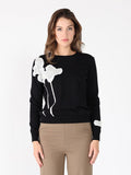 Floral Knitted Pearl Embellishments Sweatshirt