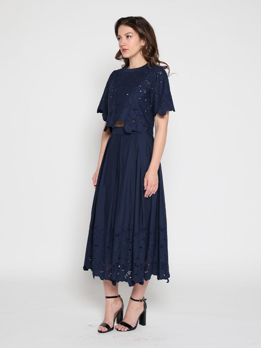 Gracia Fashion Women's Floral Lace Embroidered Hem A-Line Maxi Skirt
