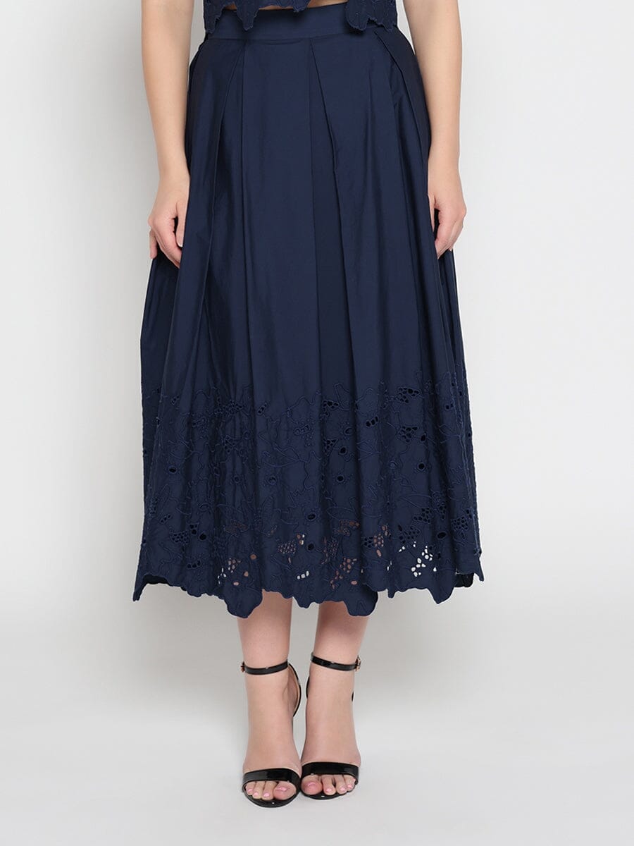 Gracia Fashion Women's Floral Lace Embroidered Hem A-Line Maxi Skirt