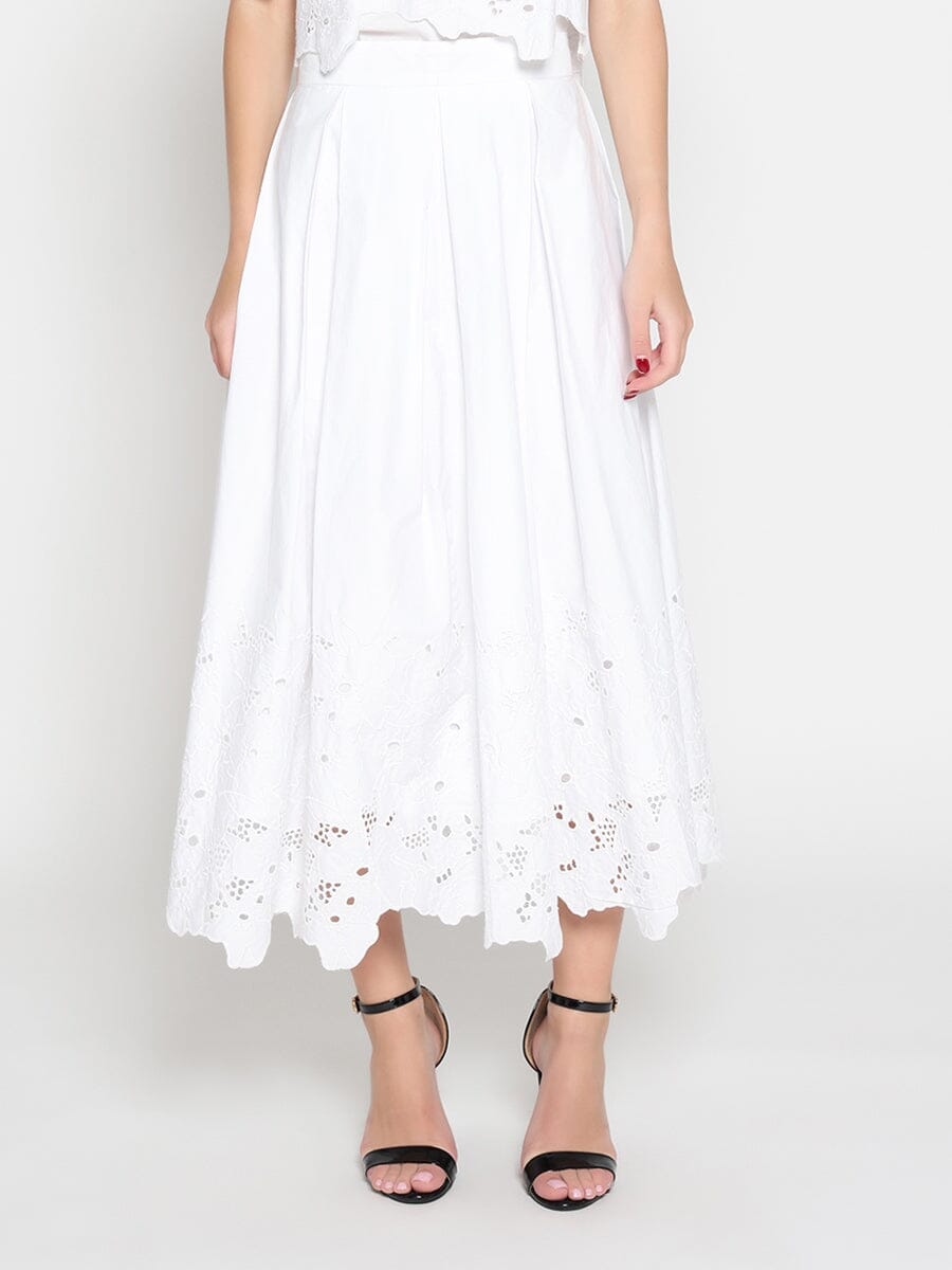 Gracia Fashion Women's Floral Lace Embroidered Hem A-Line Maxi Skirt