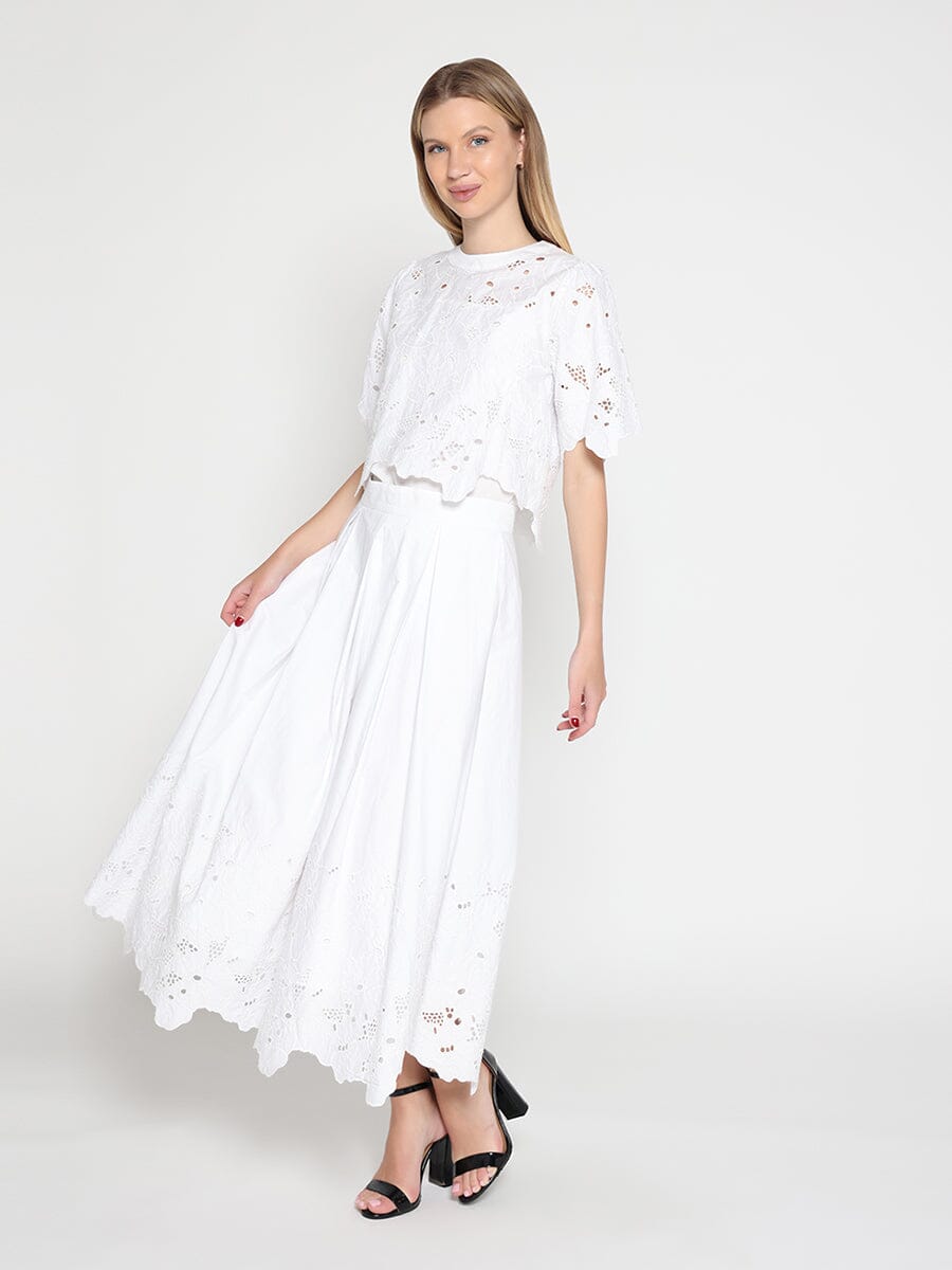 Floral Lace Embroidered Short Sleeve Crop Top