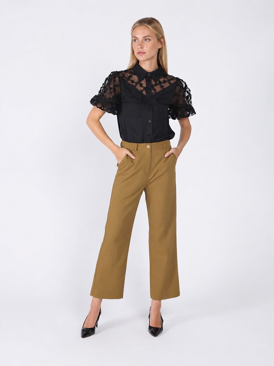 Floral mesh sleeve top