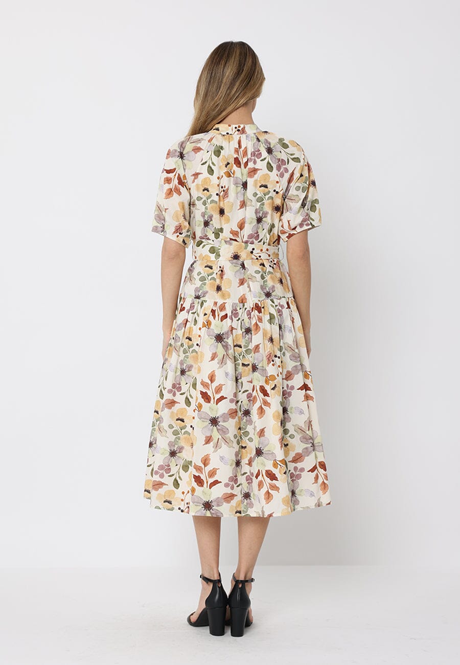 Floral print belt dress
