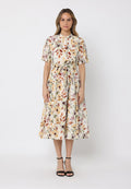 Floral print belt dress