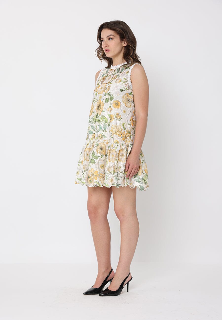 Floral Print Lace Detailed Relaxed Fit Dress