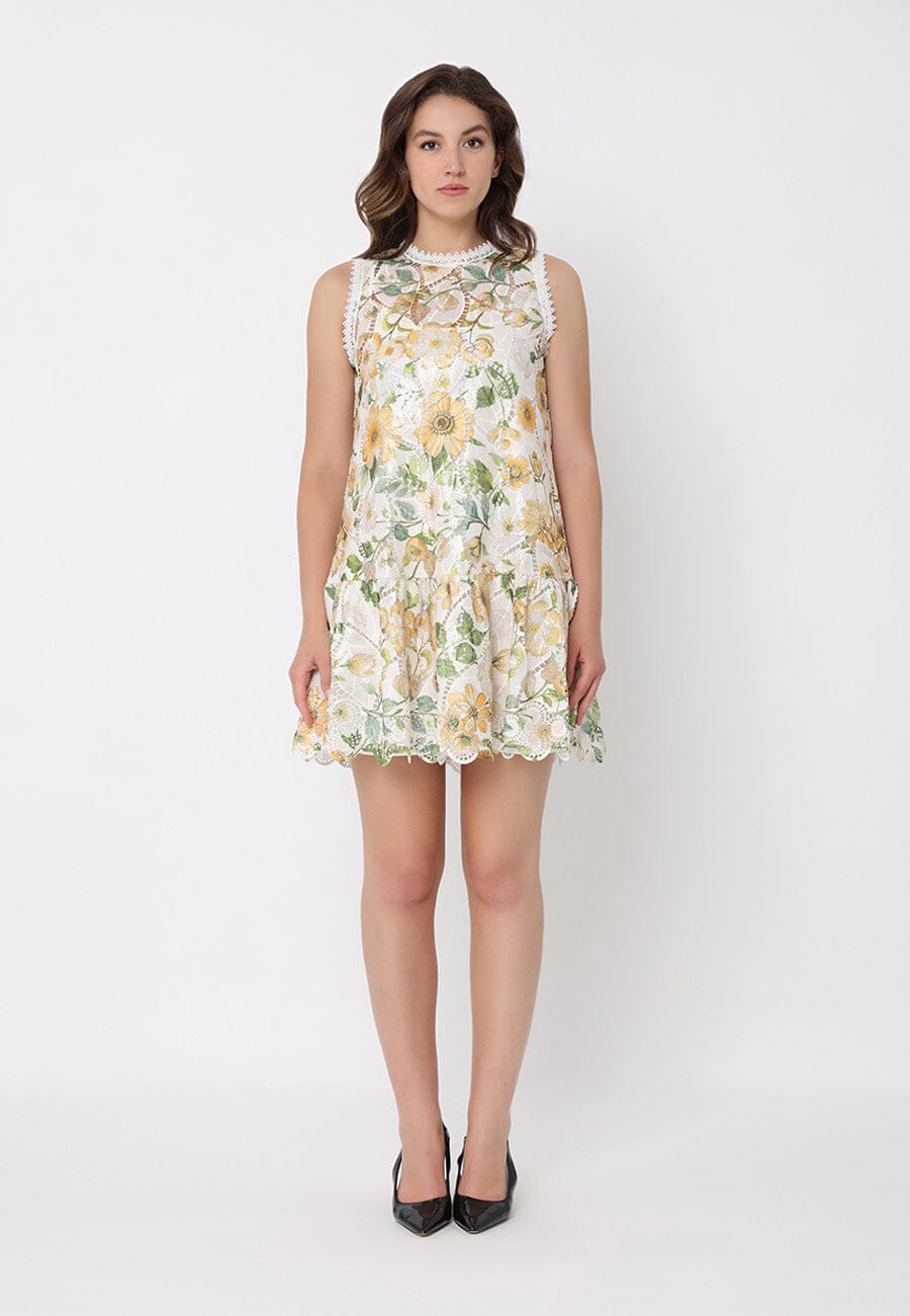 Floral Print Lace Detailed Relaxed Fit Dress