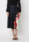 Floral Print Pleated A-line Skirt