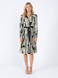 Floral print polyster belt dress