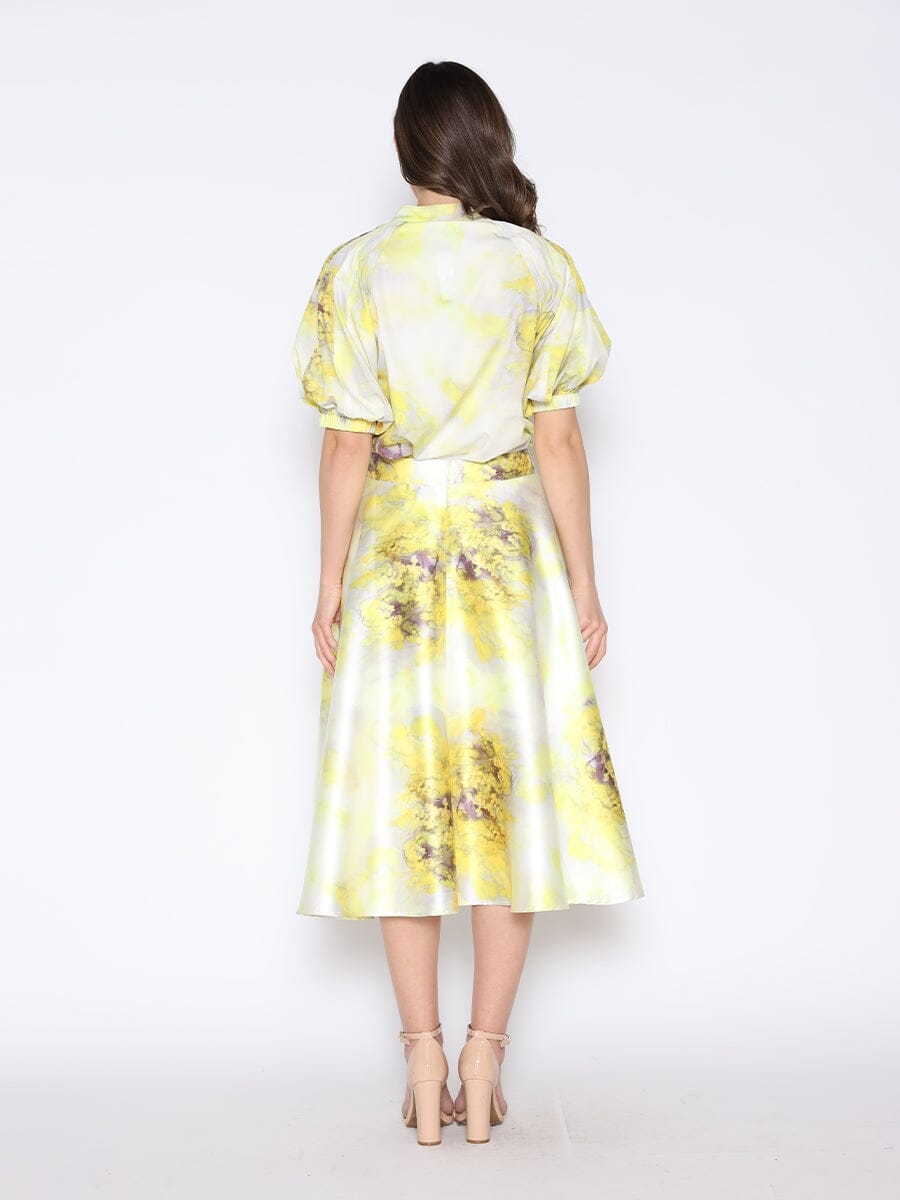 Floral Print Puff Sleeve Round Neck Shirt