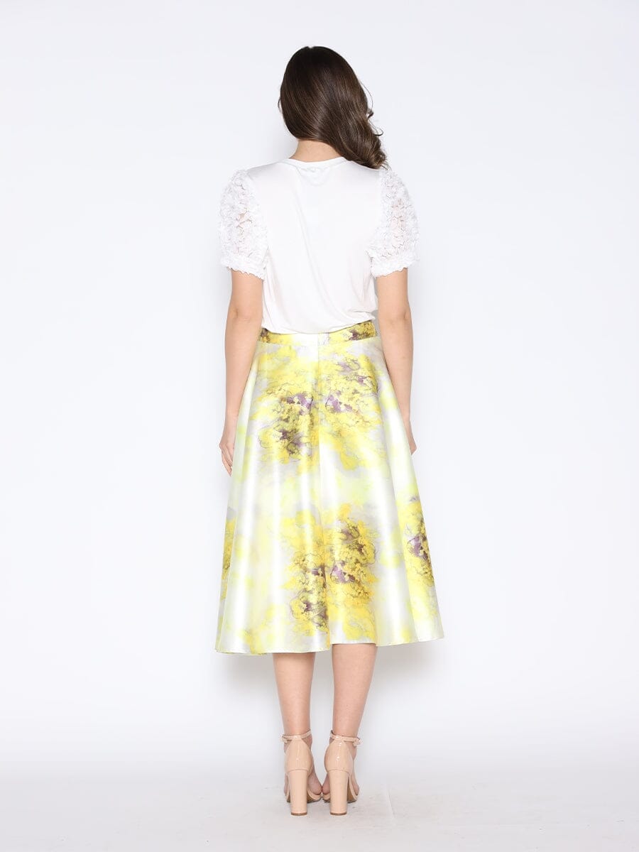 Floral Print Satin A-Line Skirt