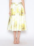Floral Print Satin A-Line Skirt