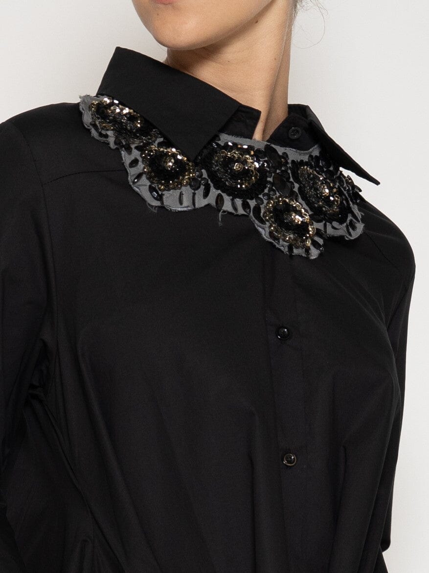 Floral spangle beaded fabric necklace